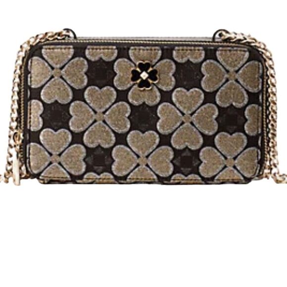 kate spade Handbags - Kate Spade Odette Jacquard Chain Crossbody Bag Purse Double Zip Glitter Logo